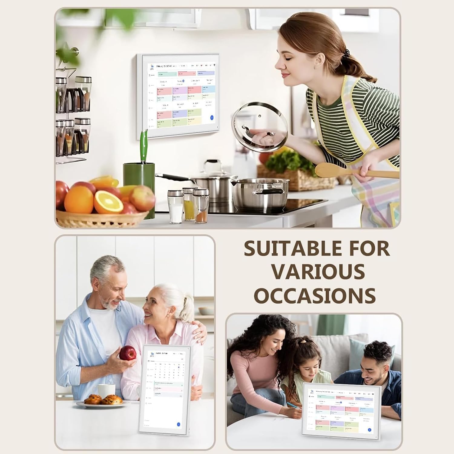 Zyyini 10.1 Inch Digital Calendar Chore Chart, Smart Digital Calendar with Touchscreen, 32G Memory, Family Organizer, Task Manager, Meal Planner, Gifts for Mom Dad (US)