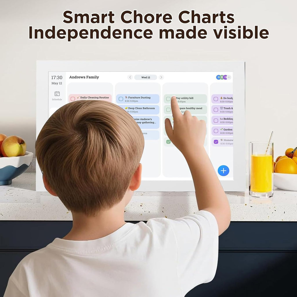 Fockety Digital Calendar, 10.1in Wall Planner Chore Chart Digital Photo Frame, Full HD Touchscreen Display, Portable Smart Family Organizer Event Planner Christmas Gifts for Dad Mom