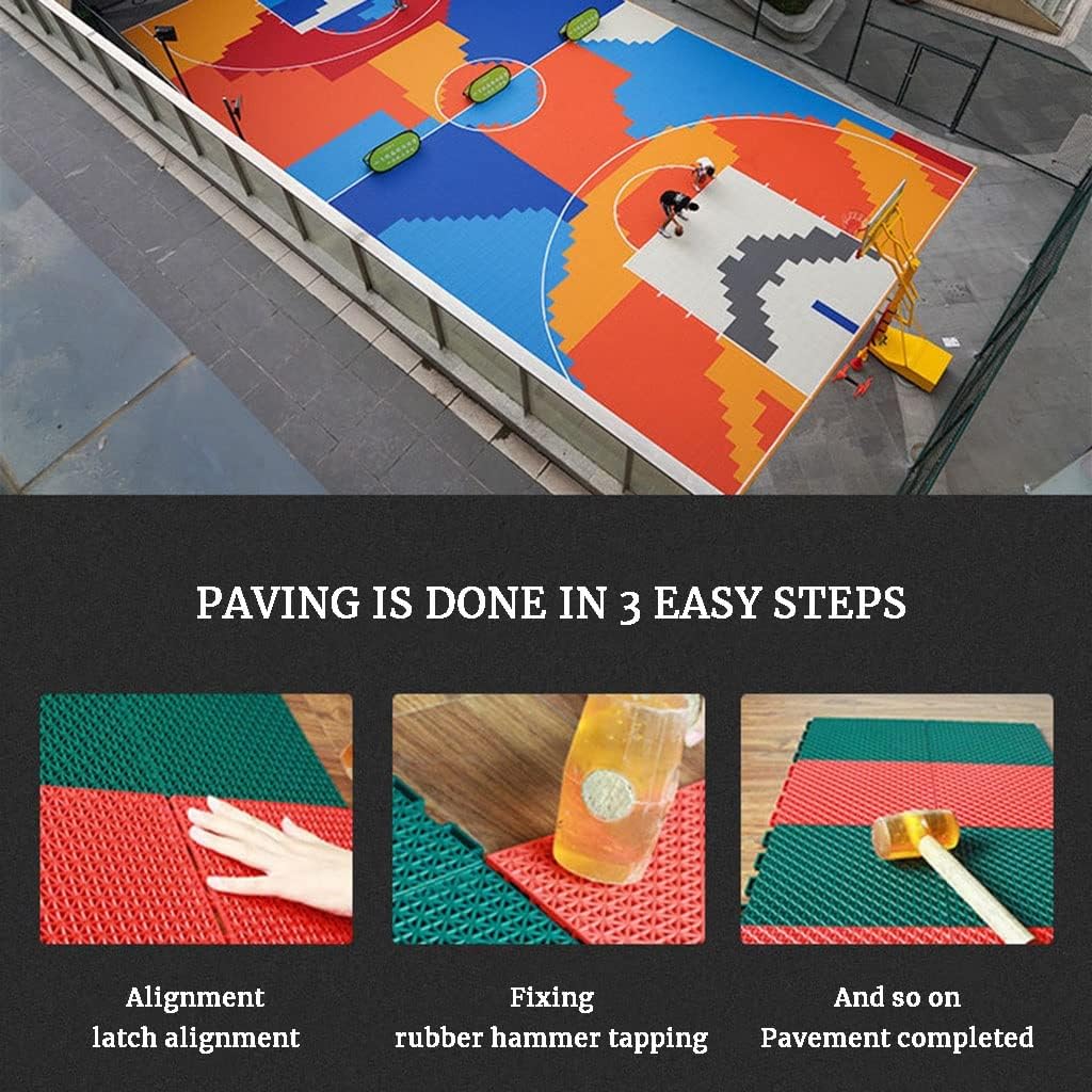 16 Pcs Modular Interlocking Cushion Plastic Outdoor Flooring Anti-Slip Floor Tile Mats Drain Pool Patio Balcony Yard Washer Pad，Red 9.8 * 9.8 * 0.5inch