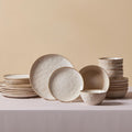 Karaca Aria Reactive Stoneware Plates & Bowls Sets - Ceramic Dinnerware Sets for 6, 24 Piece Microwave Safe Dish Set incl. Dinner Plate Set with Pasta Bowls, Side Plates and Cereal Bowl - Beige