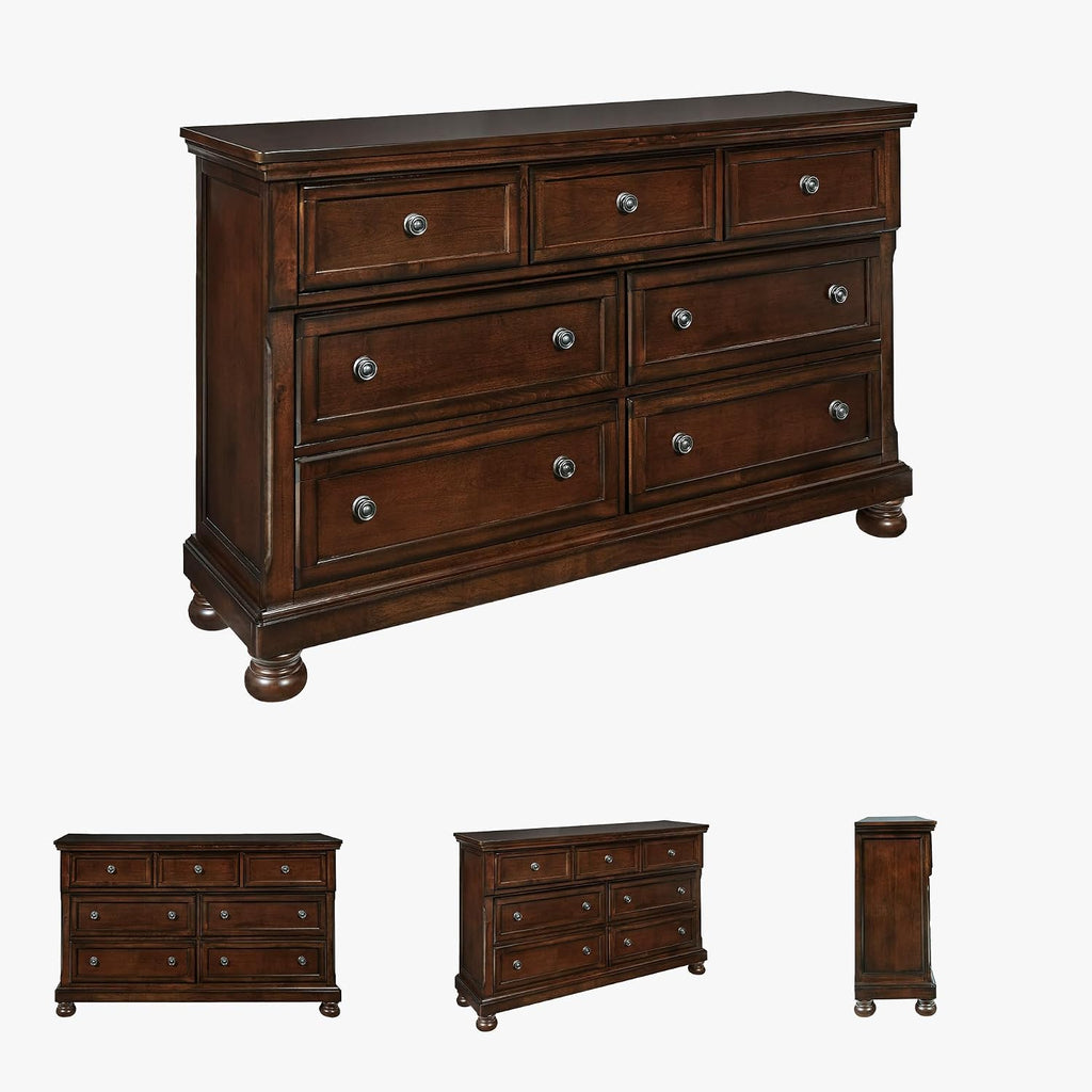 Signature Design by Ashley Porter Traditional 7 Drawer Dresser, Dark Brown