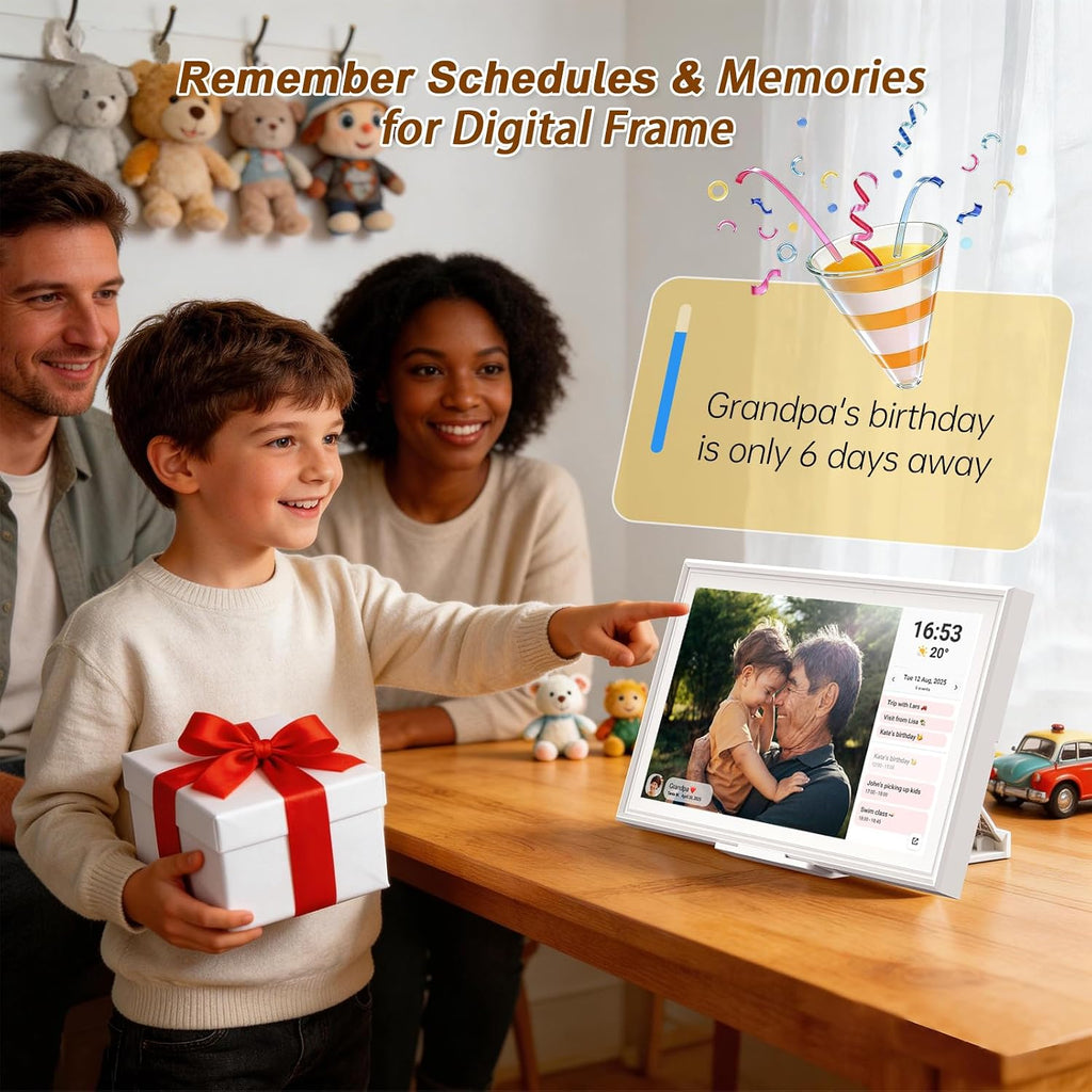 Digital Calendar, 15.6 Inch Wall Planner Touch Screen, Smart Electronic Family Calendar Chore Chart for Schedules, Interactive Display with Meal Planner & Digital Photo Frame, No Subscription, Wall & Desk Mountable