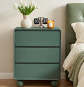 AVZEAR Modern3 Drawer Dresser for Bedroom, Curved Wooden Dresser Chest of Drawers, 3 Drawer Nightstand Closet Clothes Storage Organizer for Kids Bedroom, Living Room, Nursery, Green