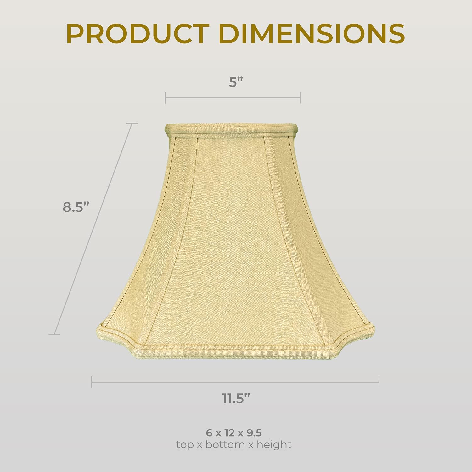Royal Designs, Inc. BS-714-11AGL-2 Square Inverted Corner Bell Basic Lamp Shade, 5 x 11.5 x 8.5, Antique Gold, 2-Pack