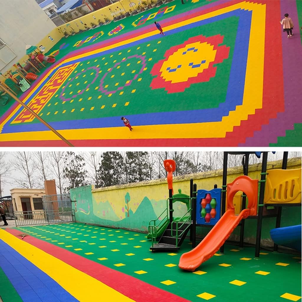 16 Pcs Modular Interlocking Cushion Plastic Outdoor Flooring Anti-Slip Floor Tile Mats Drain Pool Patio Balcony Yard Washer Pad，Red 9.8 * 9.8 * 0.5inch