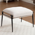 DUOMAY Cute Chenille Single Footrest, Upholstered Footstool with Black Metal Legs Mid Century Modern Vanity Room Ottoman Shoe Stool for Living Room Bedroom Dressing Room, Beige
