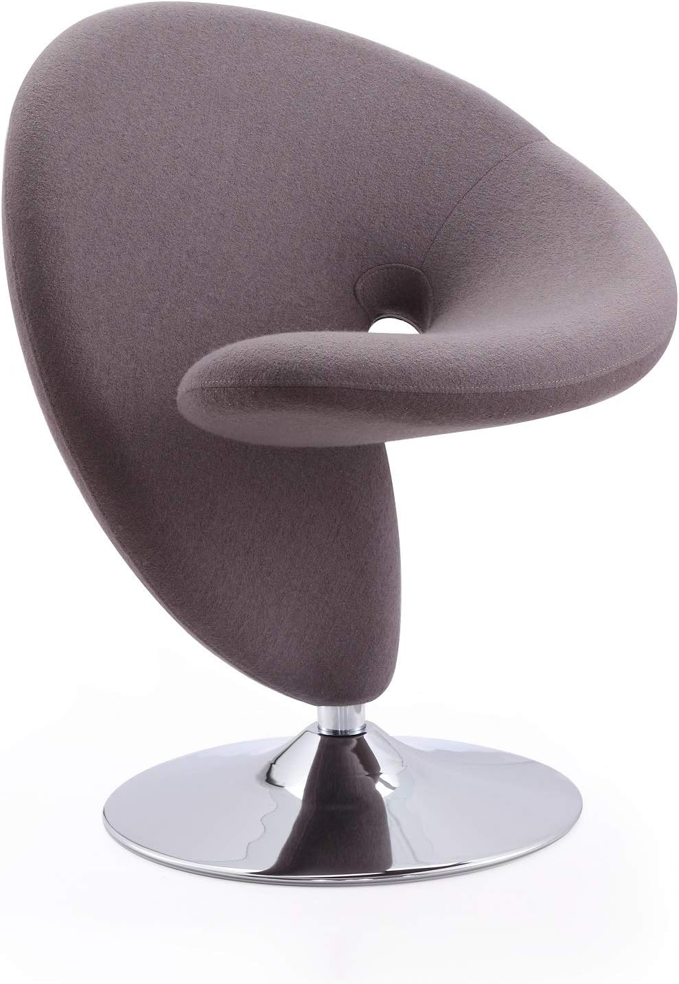 Manhattan Comfort Curl Swivel Accent Chair Set of 2 with 360° Turn, Fully Assembled, Upholstered in Wool Blend, Modern Ergonomic Design with Polished Chrome Base, Living Room & Office, Set of 2, Grey