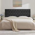 Kingfun Upholstered Queen Headboard Only, Premium Linen Button Tufted Headboards, Adjustable Solid Wood Head Board, Padded Headboard with Solid Wood Legs in Bedroom (Dark Gray)