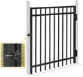 Fencer Wire Heavy Duty Flat Top Fence Gate, 4FT Height X 4FT Width With Lock Attachment, Outdoor Anti-Rust Metal Steel for Fencing Barrier, Decorative Garden for Yard, Pool, Patio