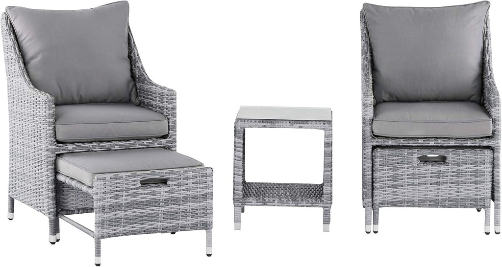 Elle Decor Vallauris Patio Outdoor Furniture Collection, Premium All Weather Wicker, 5 Piece Non-Reclining Set, Gray