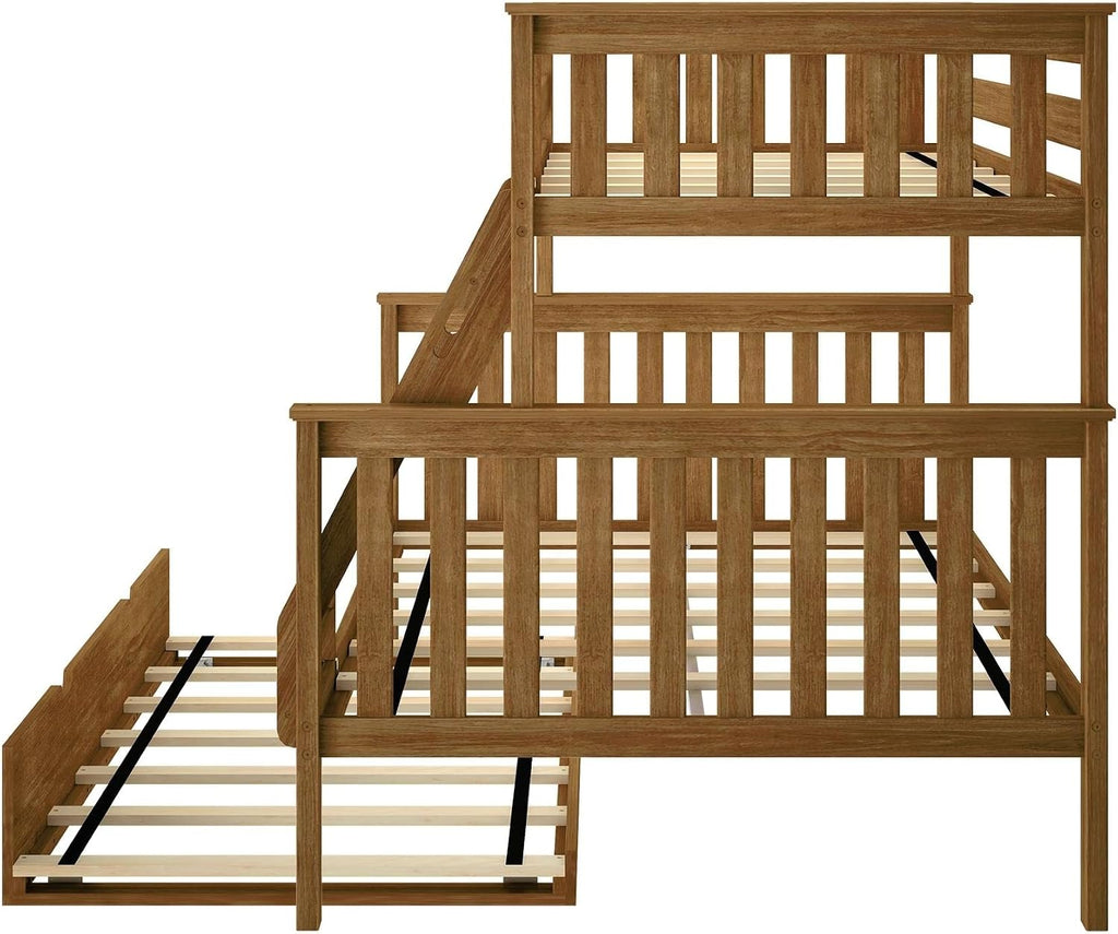 Max & Lily Classic Twin Over Full Bunk Bed, with Trundle, Pecan