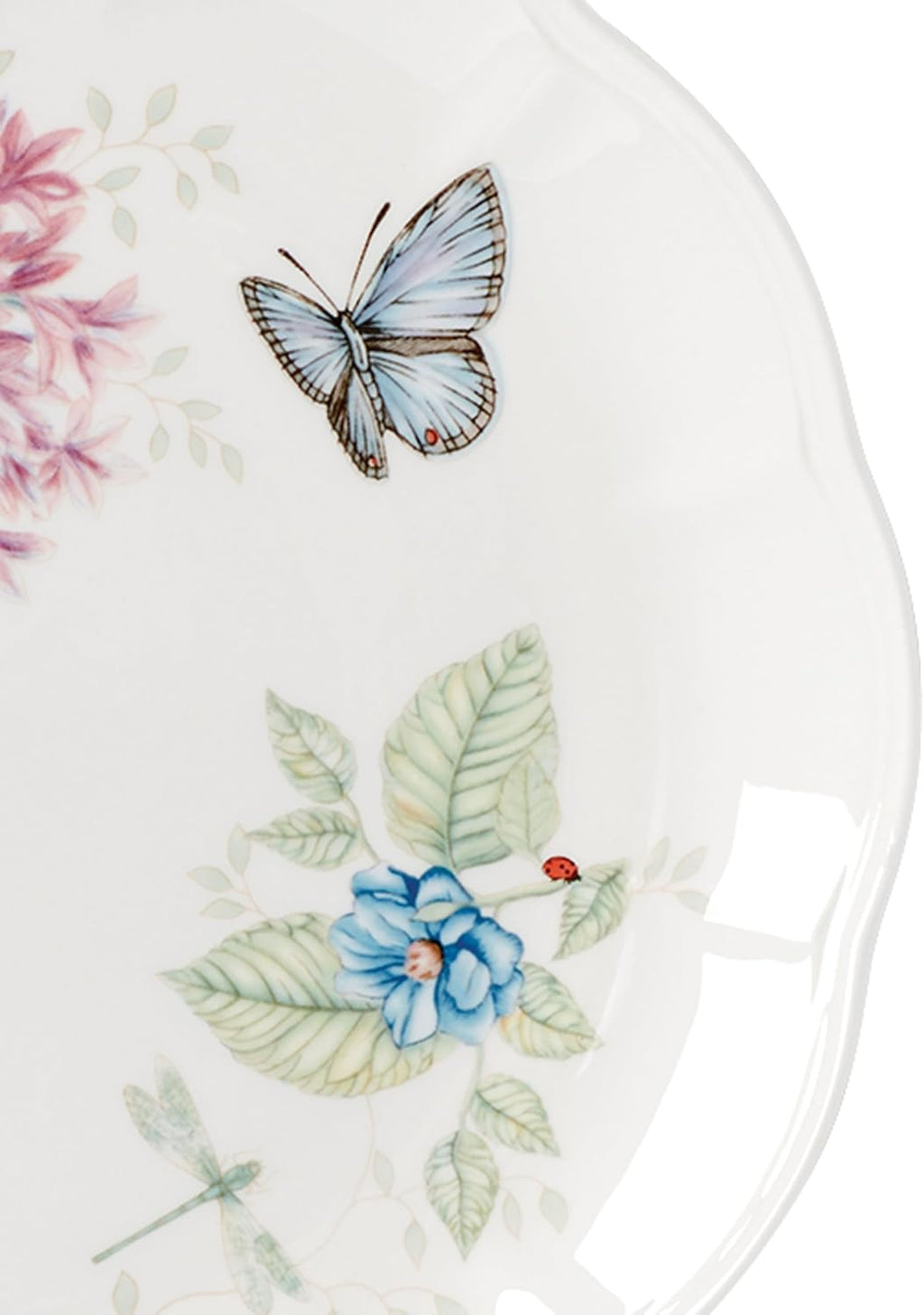 Lenox Dinnerware Set, Butterfly Meadow 4-Piece Dinner Plate Set, Service For 4, Porcelain Dinnerware With Scalloped Rim, Microwave And Dishwasher Safe, Dish sets, Home And Kitchen (Assorted, 4 Pieces)