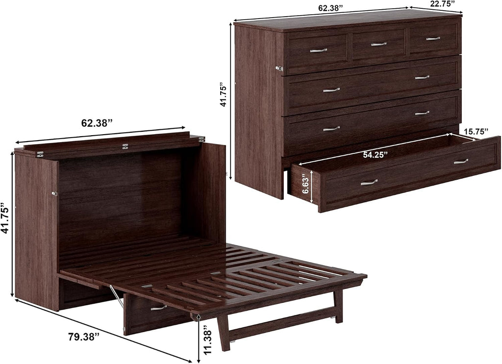 AFI Deerfield Murphy Bed Chest with Charging Station, Queen, Burnt Amber