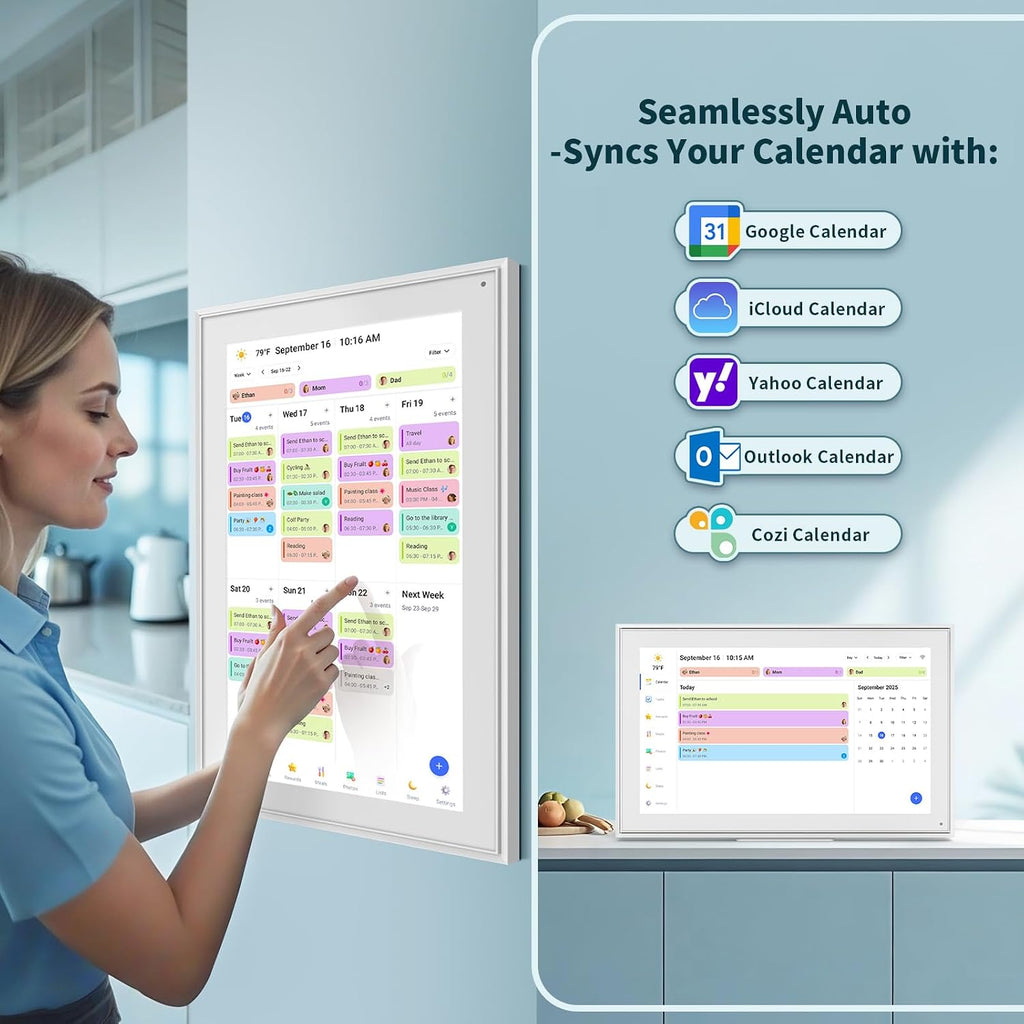 Canupdog Digital Calendar, 21.5 Inch Electronic Calendar Chore Chart & Wall Planner, IPS HD Touchscreen Interactive Display for Family Schedules Gifts for Women Mom
