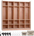 Garvee 5-Section Classroom Coat Locker, 15 Cubbies for Classrooms with Anti-tip Anchors, Daycare Cubby with 4 casters, 5 Hooks and 2 Storage Boxes, for Home/School/Kindergarten