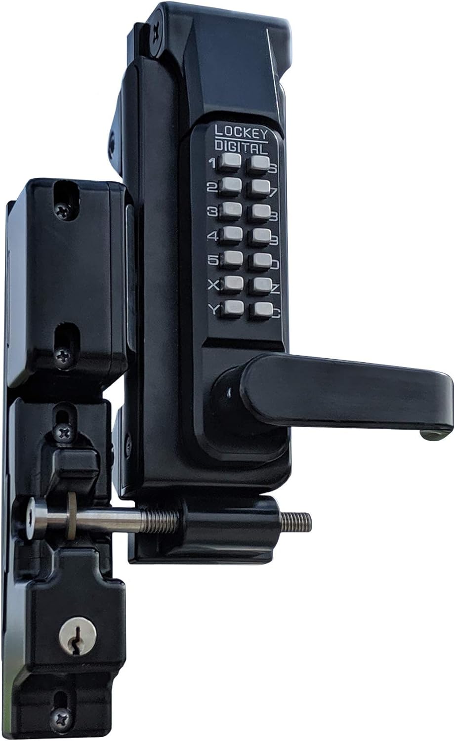 Lockey USA Sumo GL2 DC Jet Black Marine Grade Mechanical Double Combination Surface Mount Lever Gate Lock (GL2JBMGDC), Large