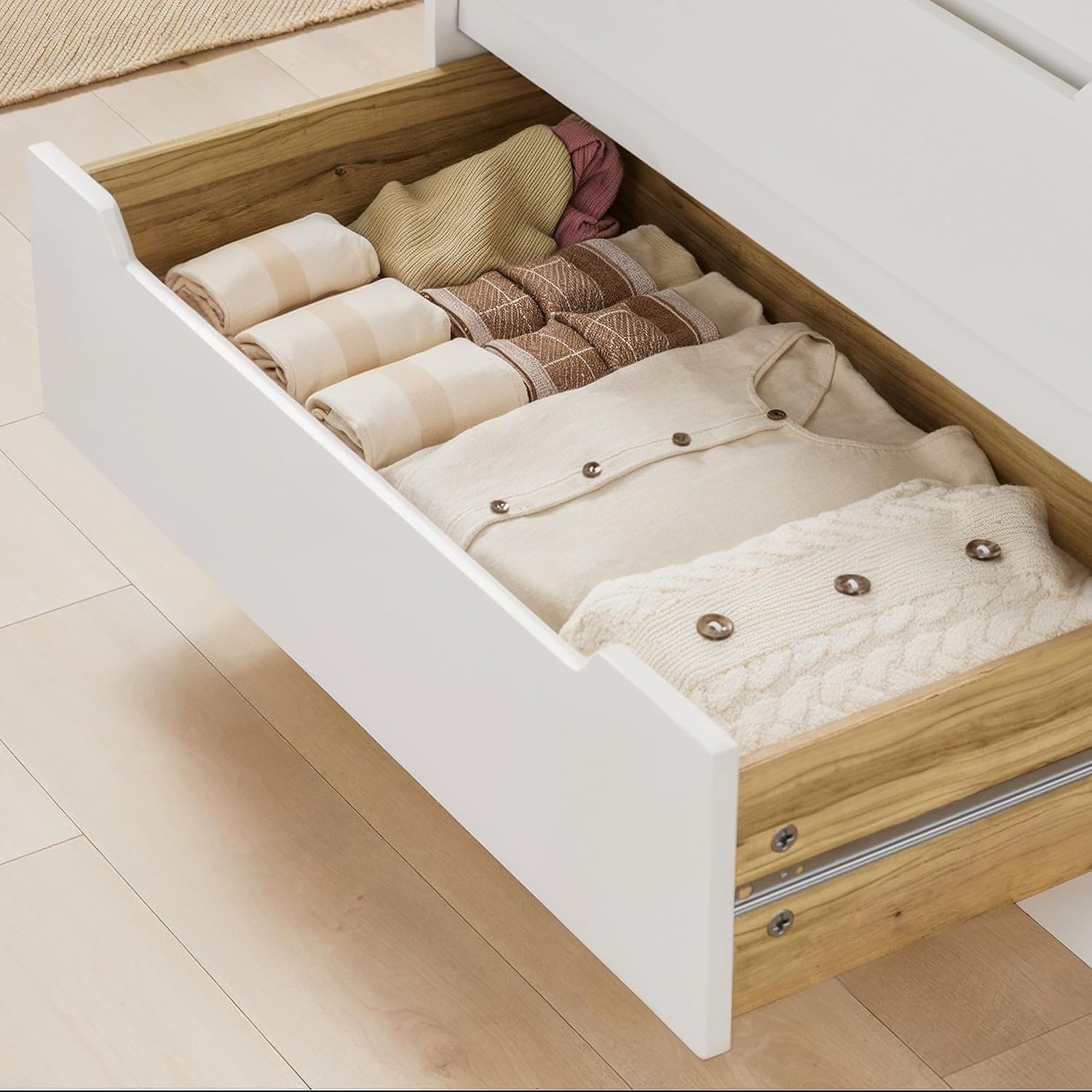 Gizoon 6 Drawer Dresser, Chest of Drawers with Large Storage, White Dressers for Bedroom, Tall Dresser and Organizer with Anti-Tripping, Wooden Cabinet for Office, Living Room, Entryway