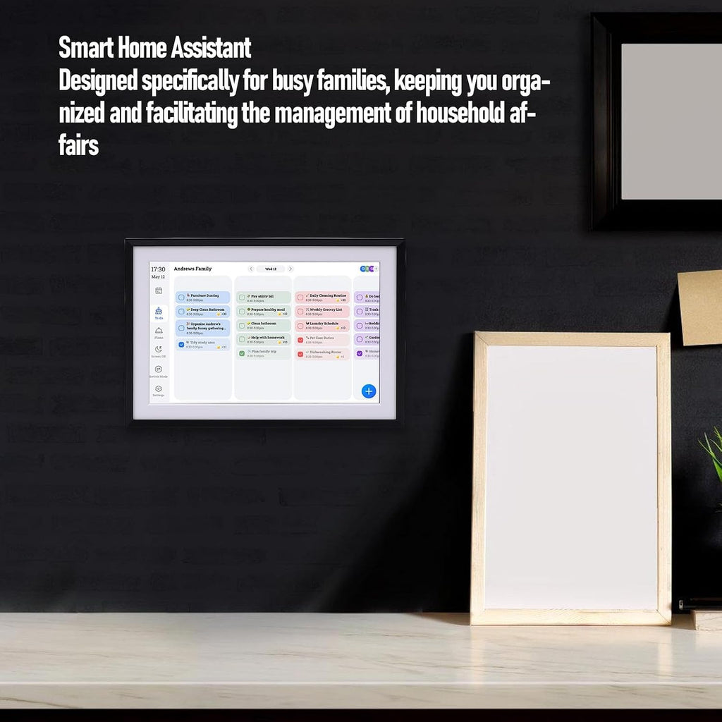 10.1 Inch Smart Digital Calendar Electronic Calendar Frame Digital Photo Frame with HD Touchscreen Sync for Family Planning Meal Organization (US Plug)