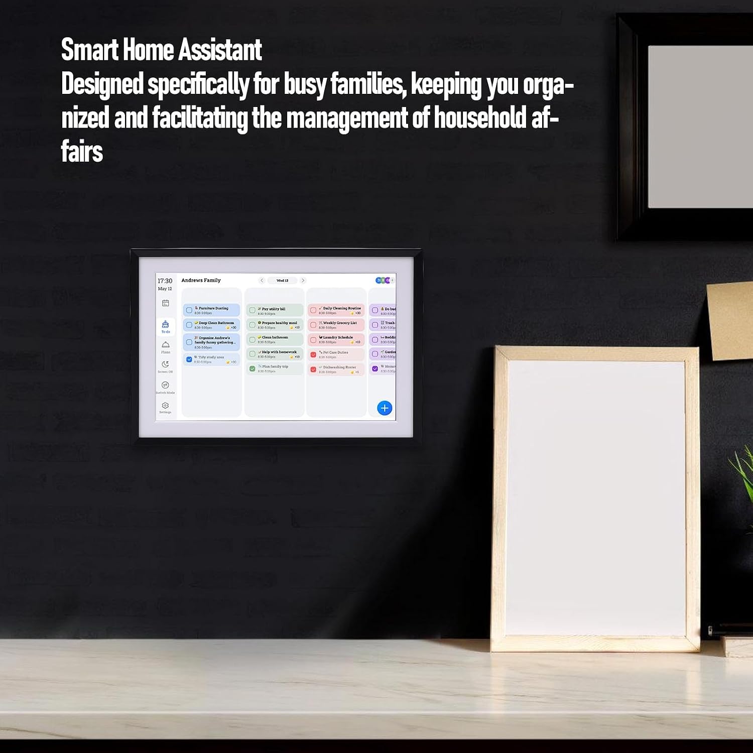 10.1 Inch Smart Digital Calendar Electronic Calendar Frame Digital Photo Frame with HD Touchscreen Sync for Family Planning Meal Organization (US Plug)