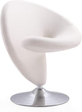 Manhattan Comfort Curl Swivel Accent Chair Set of 2 with 360° Turn, Fully Assembled, Upholstered in Wool Blend, Modern Ergonomic Design with Polished Chrome Base, Living Room & Office, Set of 1, Cream