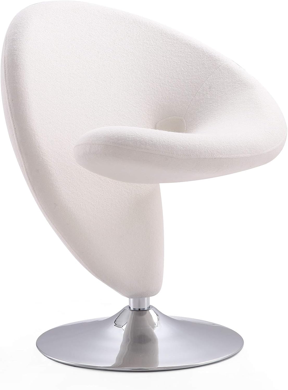 Manhattan Comfort Curl Swivel Accent Chair Set of 2 with 360° Turn, Fully Assembled, Upholstered in Wool Blend, Modern Ergonomic Design with Polished Chrome Base, Living Room & Office, Set of 1, Cream