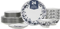 Stone Lain Esme 24-Piece Dinnerware Set Porcelain, Plates and Bowls Set, Dish Set for 8, Microwave and Dishwasher Safe, Black