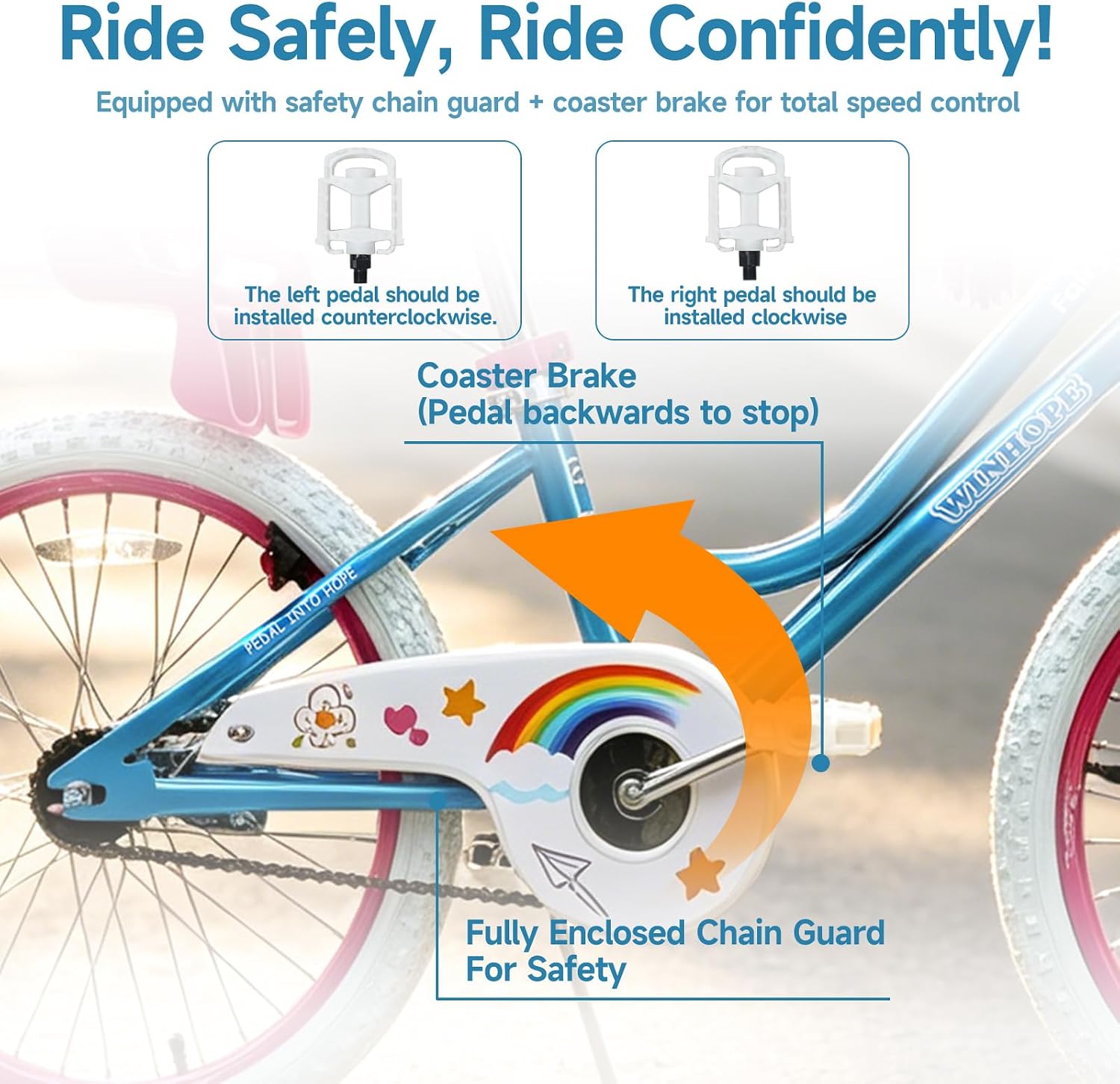 WinHope Girls Bike with Doll Seat, 12 14 16 18 20 Inch Kids Bike for 2-12 | Dual Brake with Training Wheels / Kickstand & Streamers Birthday Gift for Toddler Outdoor Riding, Multiple Colors