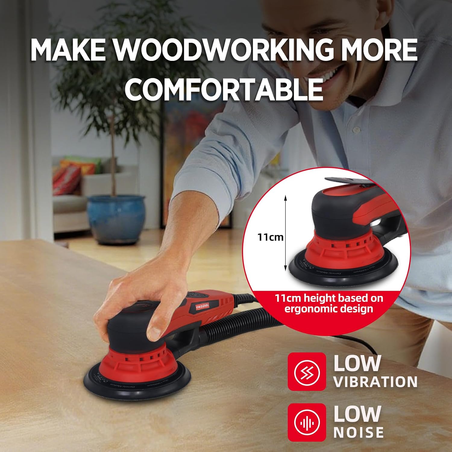 Random Orbital Sander Brushless 350W 3A Multi-function Variable Speed Electric Corded Orbital Sanders Machine for Woodworking, car，Drywall Sanding, Polishing，Random Color