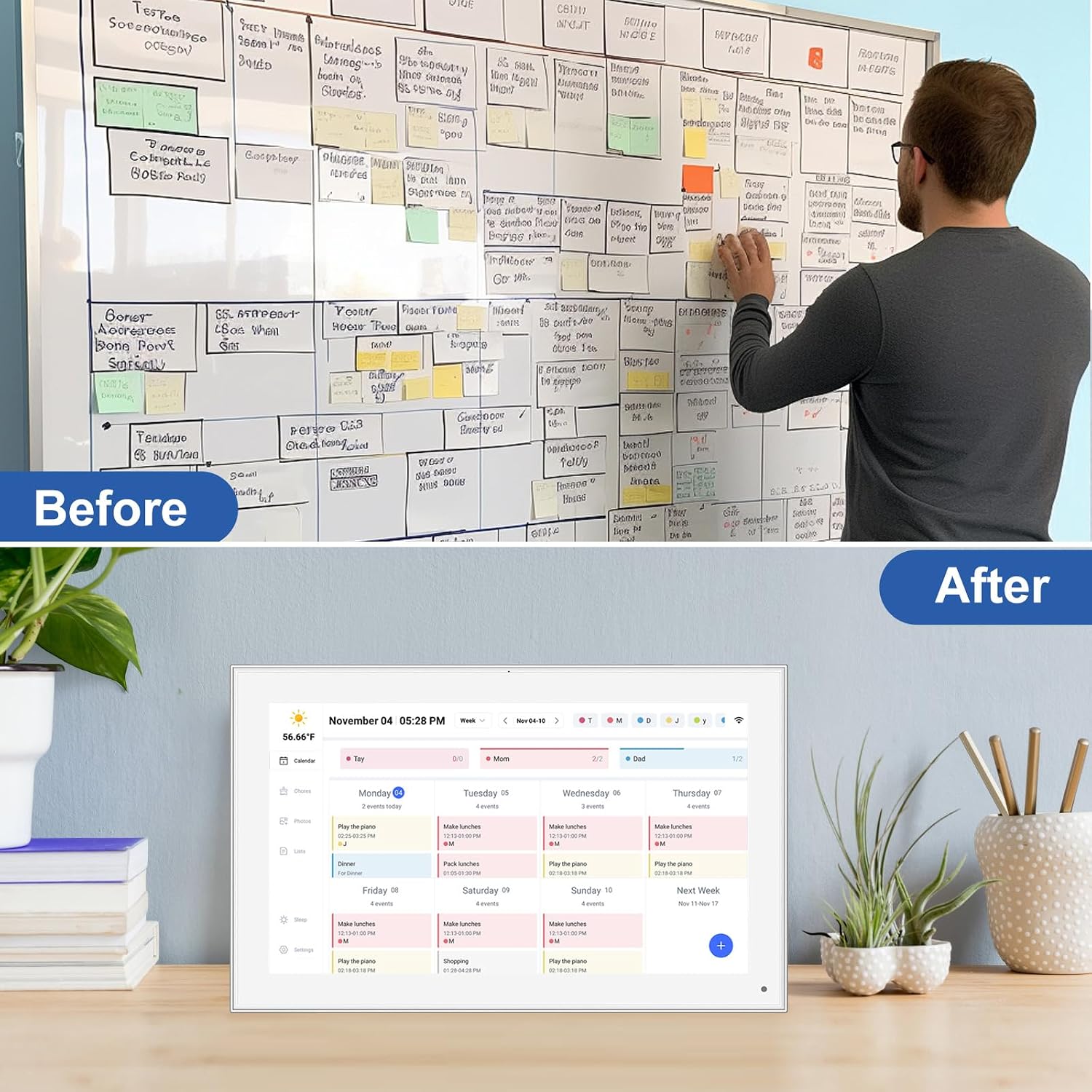 15.6 inch Digital Wall Calendar Touchscreen, Chore Chart, IPS FHD,Wall Planner, Smart Family Schedules, Wall Mount Included，Wall Organizer,Meal Planner,Plan Daily Household and Work tasks