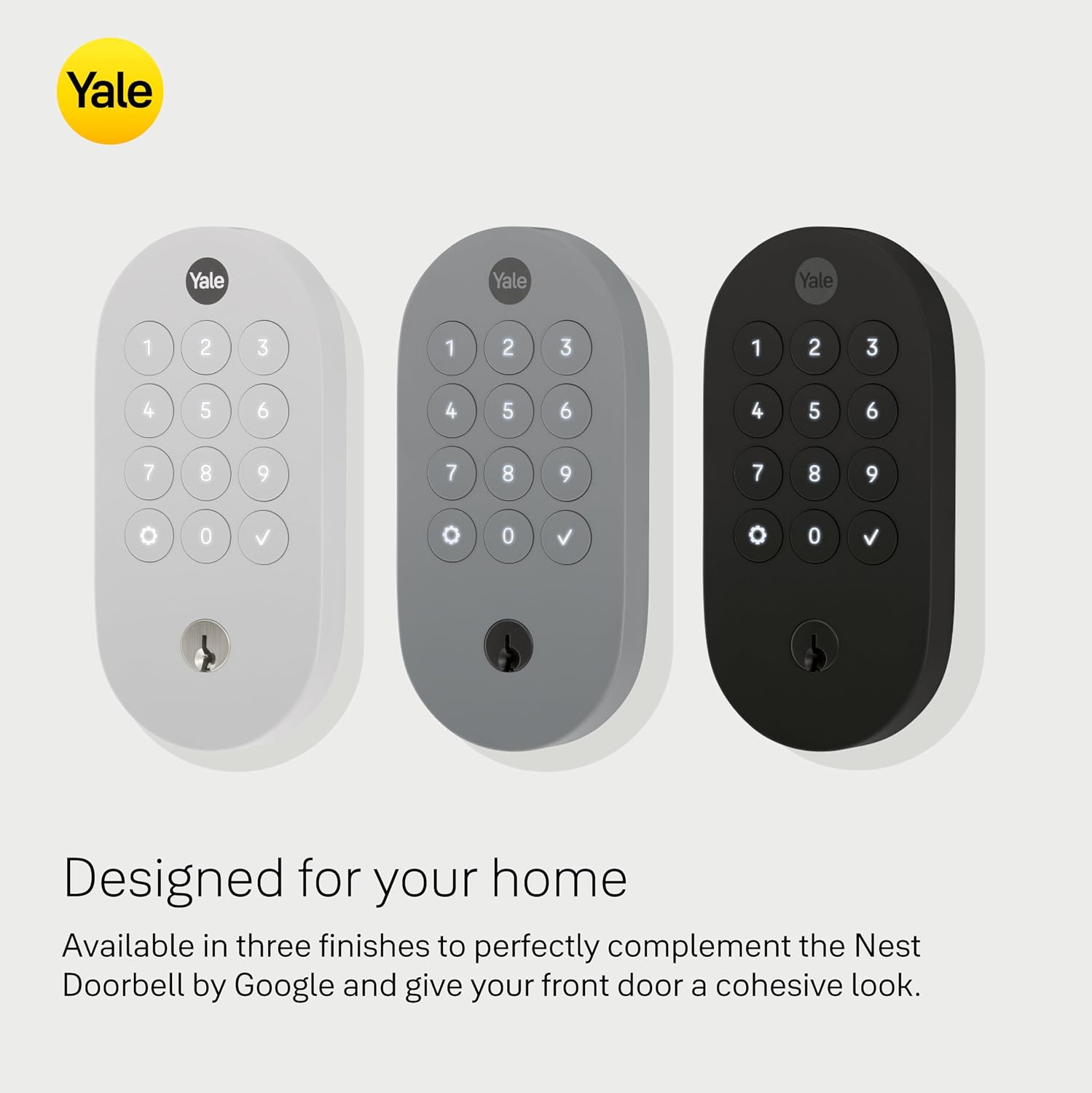Yale Snow Keyed Deadbolt Smart Lock with Google Matter, YRD510-MT1-SNW