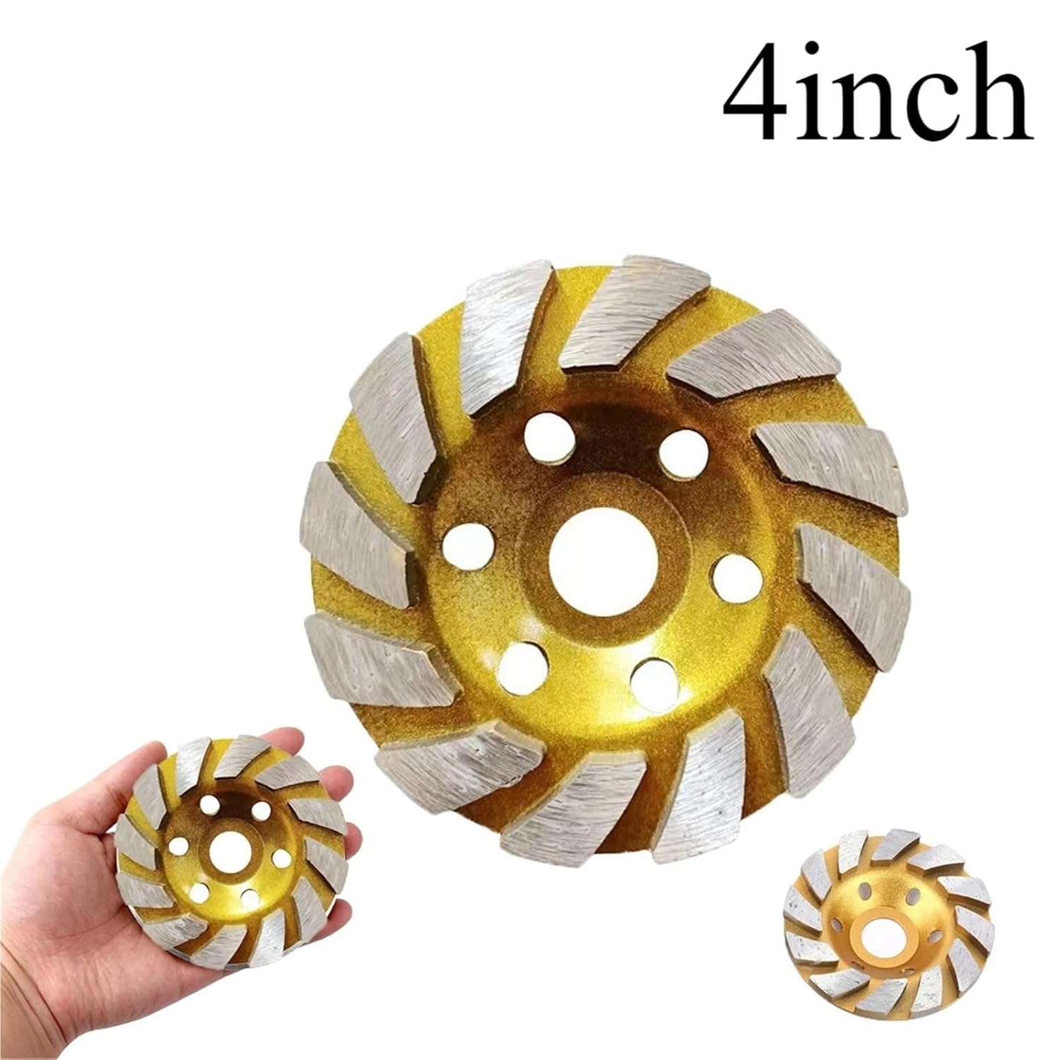 Diamond Concrete Grinding Wheel 1-8Pcs 4 Inch Concrete Diamond Grinding Disc Cup Wheel Turbo Abrasive Cutting for Granite Stone Ceramic(5Pcs)
