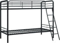 DHP Twin-Over-Twin Bunk Bed with Metal Frame and Ladder, Space-Saving Design, Black Black Twin/Twin