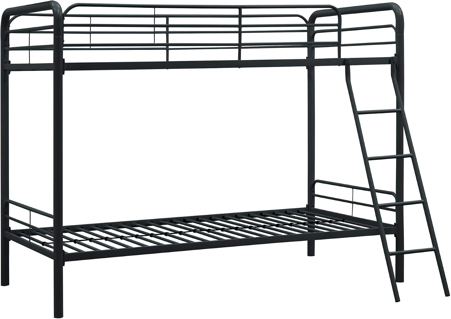 DHP Twin-Over-Twin Bunk Bed with Metal Frame and Ladder, Space-Saving Design, Black Black Twin/Twin