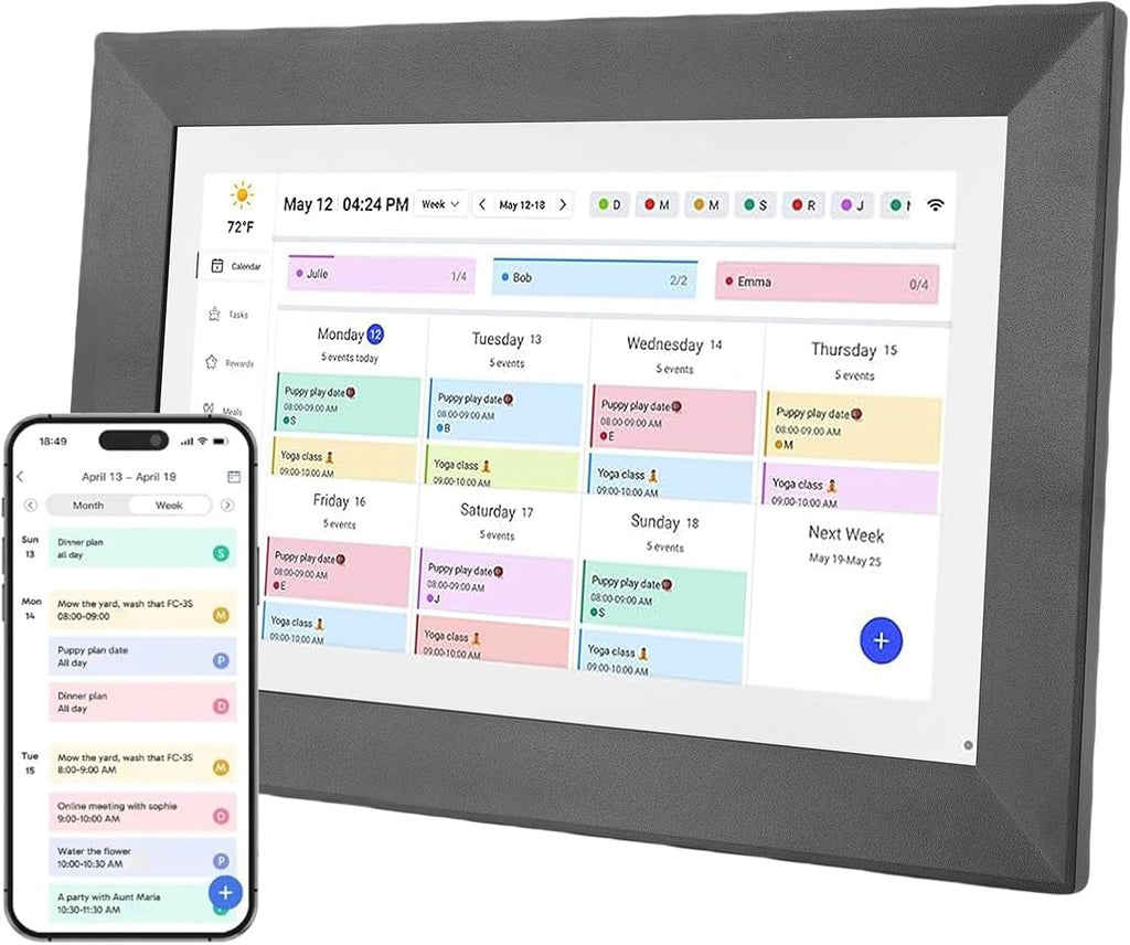 Pomya WiFi Smart Digital Calendar, 10.1 Inch Touchscreen Interactive Display with 2 Way Sync, for Family Schedule Chore Chart Meal Plan Wall Mounted Desktop (US)