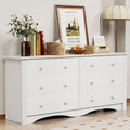 YESHOMY Dresser for Bedroom with 6 Drawer, Wood Wide Chest Storage Organizer and TV Stand for Living Room, Hallway, Dormitory, White