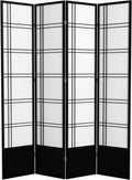 Red Lantern 7 ft. Tall Double Cross Shoji Screen - Black - 4 Panels