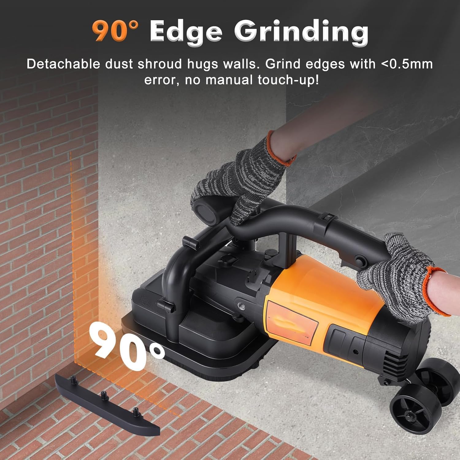 4 Head Concrete grinder Set, 4' Concrete Surface Grinder Floor Grinder, 3800W 0-6000RPM Concrete Surface Planer with Dust Extraction Shroud, Concrete Sander for Grinding Concrete Cement Marble