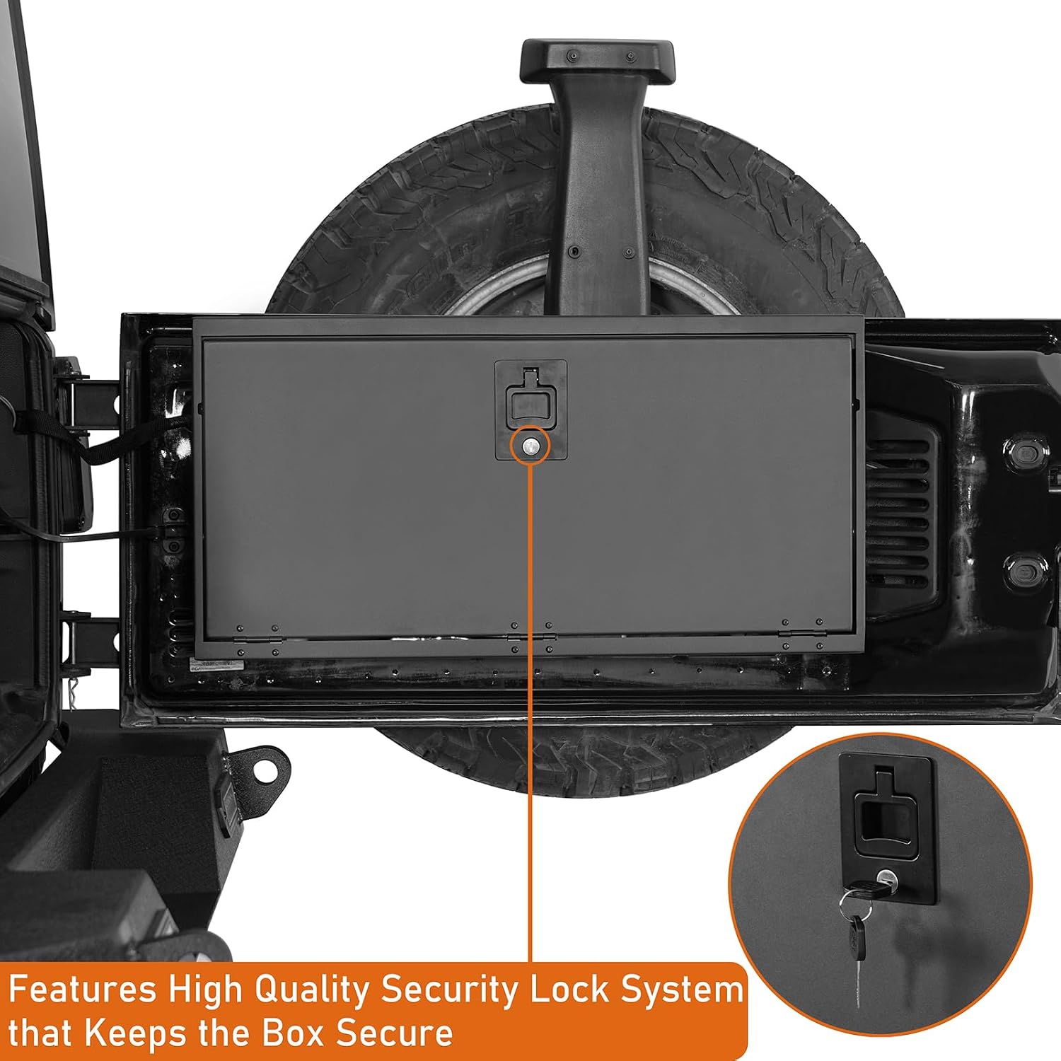 Hooke Road 15-18 JK Tailgate Table Storage Lock Box Security Organizer for 2015 2016 2017 2018 Jeep Wrangler JK & Unlimited 2/4 Doors