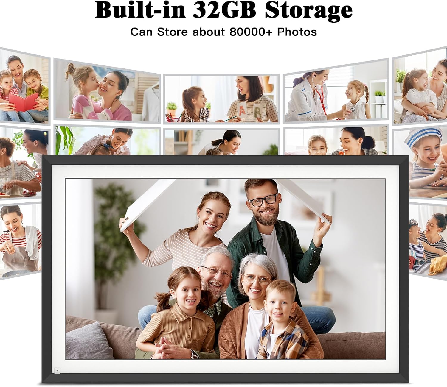 WiFi PWOSUN Digital Picture Frame - Large 15.6-inch Digital Photo Frame with FHD Touchscreen, Dual-WiFi Smart Frames, 32GB, Unlimited Cloud Storage, Share Photos & Videos via APP/Email, Auto-Rotate