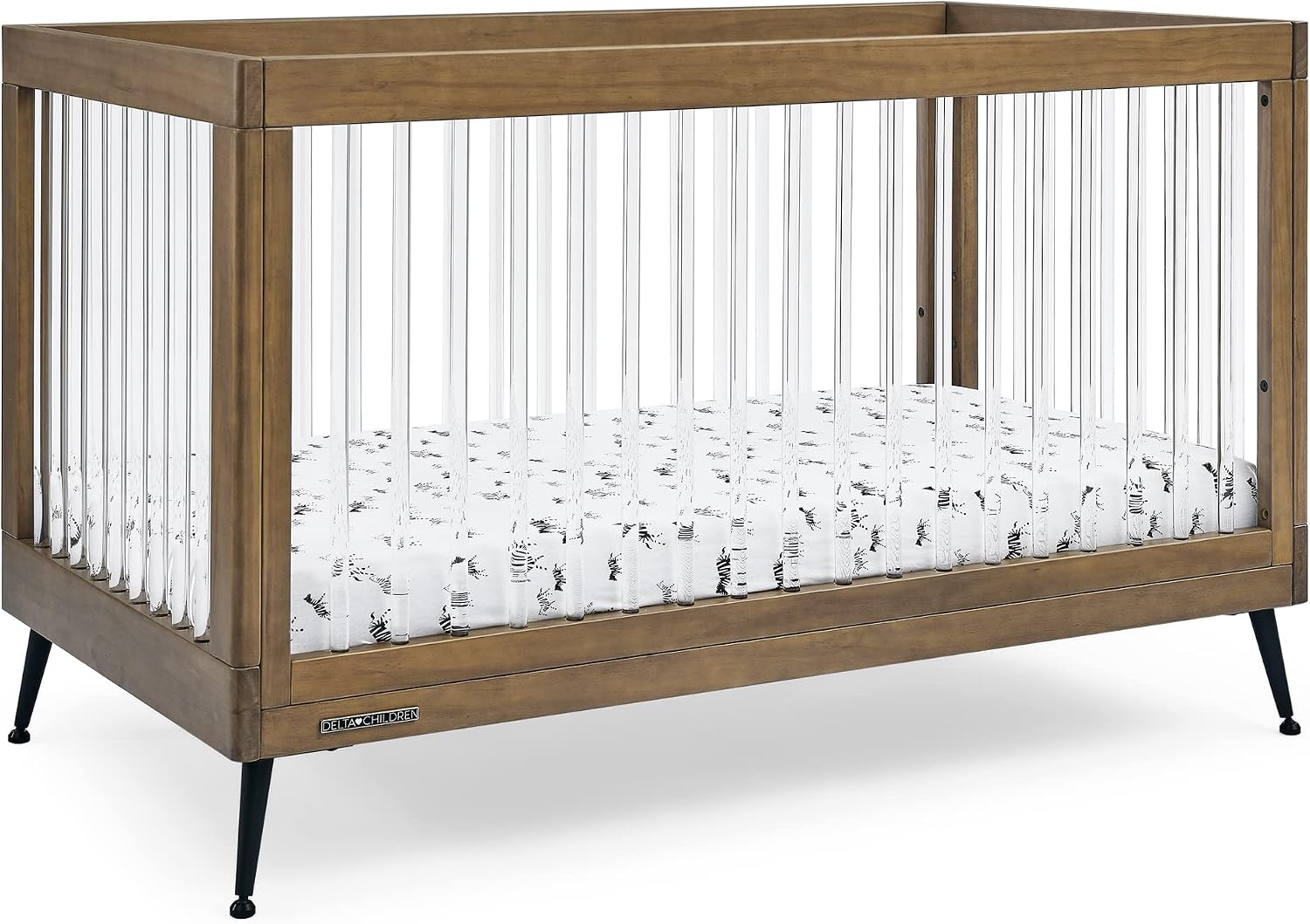 Delta Children Sloane 4-in-1 Acrylic Convertible Crib - Greenguard Gold Certified, Acorn/Matte Black