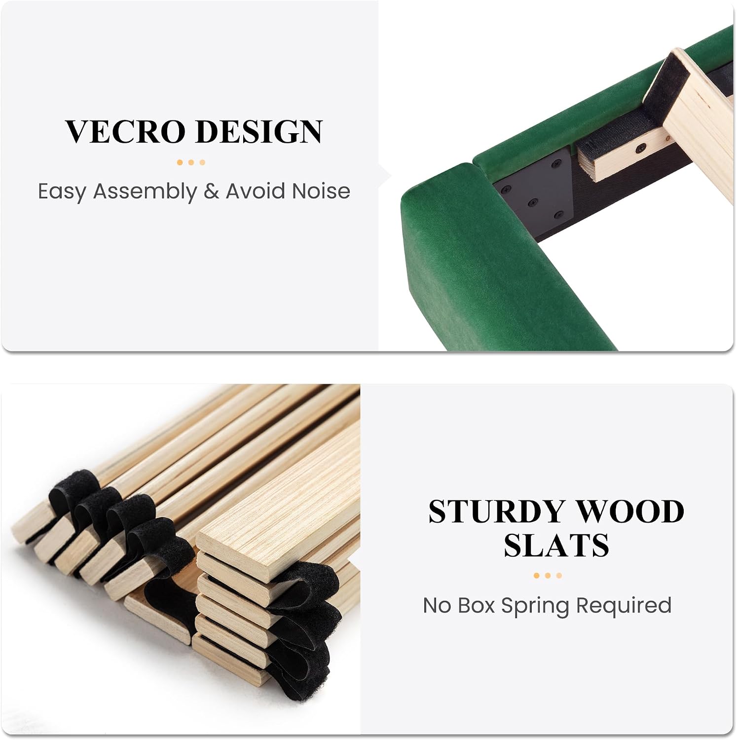 SHA CERLIN Full Bed Frame/Velvet Upholstered Platform Bed Frame with Headboard/Strong Wood Slats Support/Mattress Foundation/No Box Spring Needed - Green