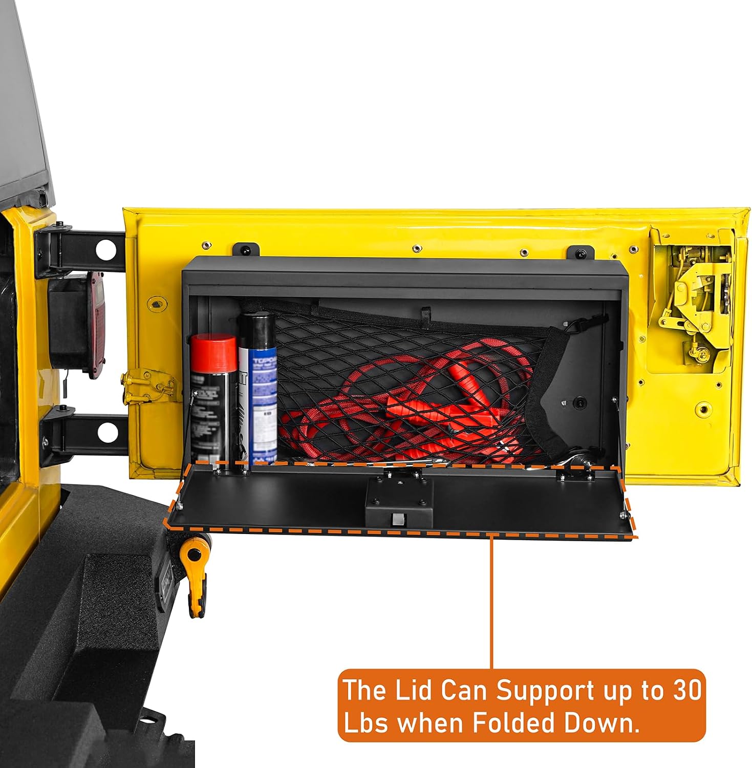 Hooke Road Wrangler TJ Tailgate Storage Lock Box Table Organizer for Jeep Wrangler TJ 1997 1998 1999 2000 2001 2002 2003 2004 2005 2006