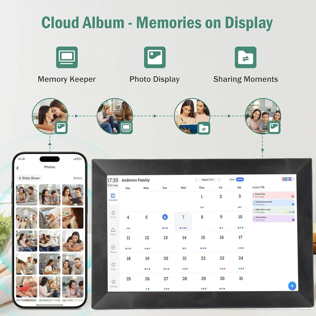 Pomya 13.3 Inch Smart Digital Calendar with Touchscreen Display, WiFi Family Planner Board, Interactive Electronic Wall Calendar Frame with Photo Display (US Plug)