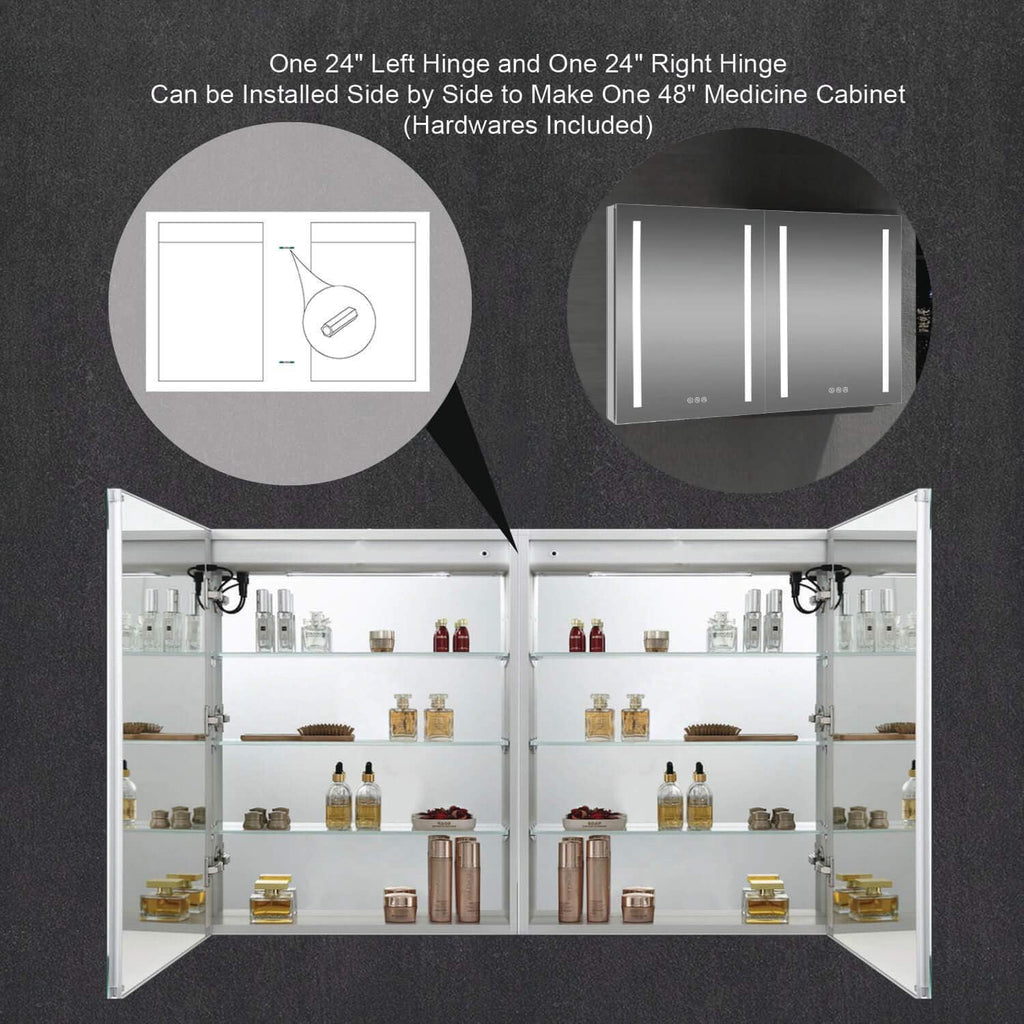Blossom LED Medicine Cabinet Mirror for Bathroom, 24x32 Inch | Lighted Medicine Cabinet with Mirror | Recessed or Surface Makeup Mirror, Anti-Fog, Adjustable Brightness | P1(M)-24-Left Hinge