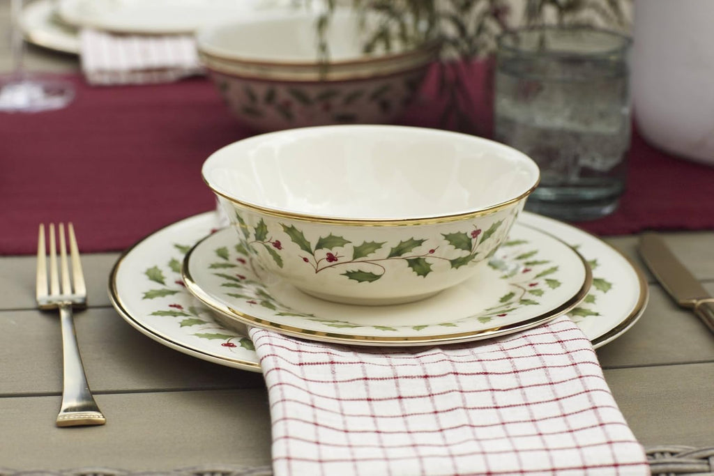 Lenox 893172 Holiday 12-Piece Plate and Bowl Set, Christmas Dinnerware, Hosting