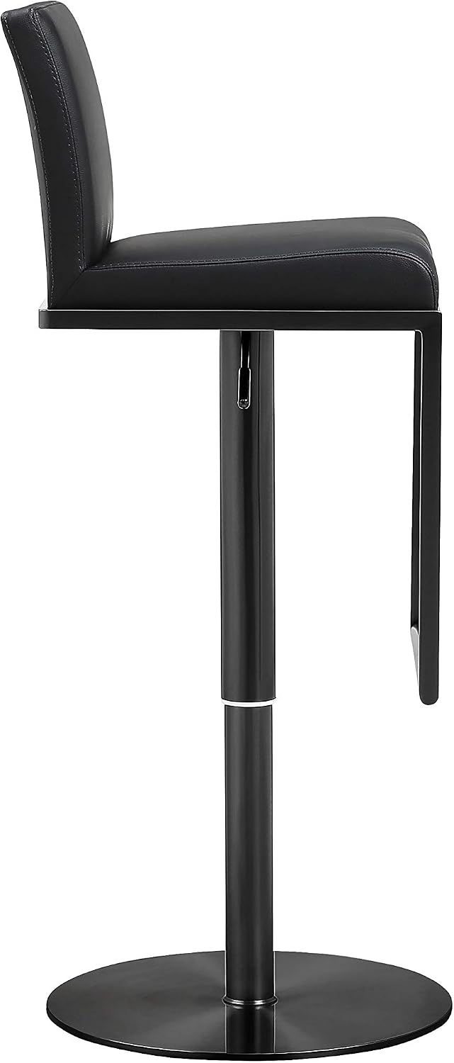 Tov Furniture Amalfi Black Performance Vegan Leather on Black Stool