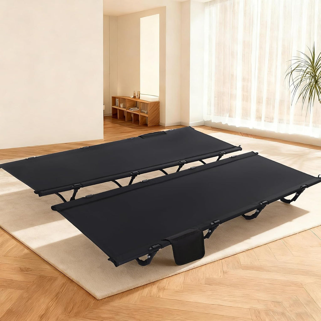 REDCAMP Ultra-Light Double Cot Bed for Adults 2 Person, 500lbs 55' W Heavy Duty XXL Camping Double Cot, Portable Folding Sleeping Cot for Indoor Office Outdoor, Black