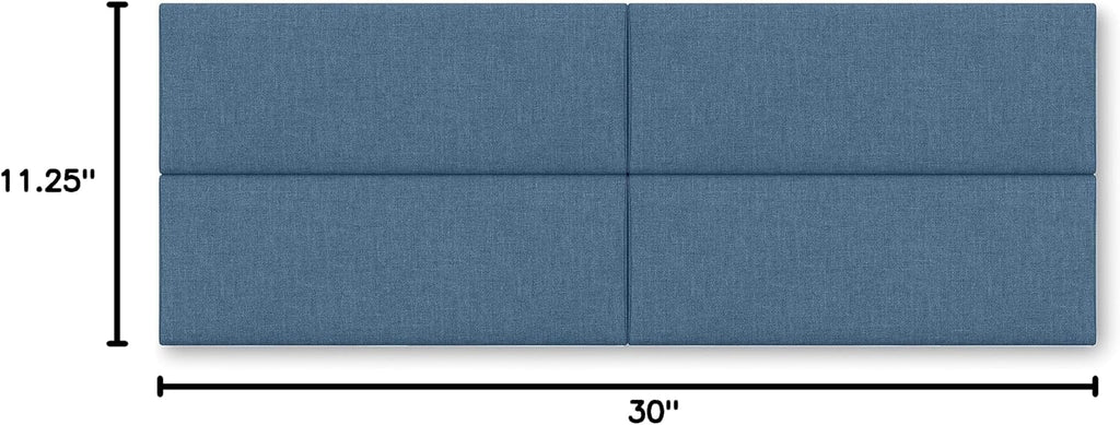 Jaxx Panelist Modern Padded Headboard – Set of 4 Wall Mounted Panels (Each 11.25' x 30') - Queen, Petrol Blue Microvelvet