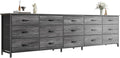 Huuger 78.7 inch Long Dresser for Bedroom, 15 Drawer Fabric Dresser for Closet, Large TV Stand for 65, 75, 85 inch TV, Wide Chest of Drawer with Storage, 78.7' W x 12.9' D x 26.7' H, Grey