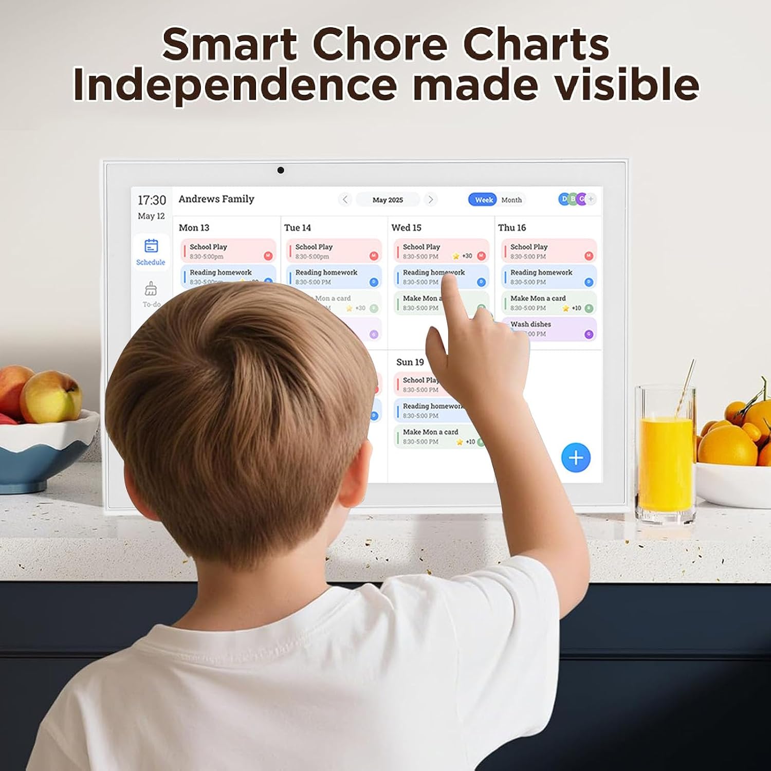Zunate 10.1 Inch Smart Digital Calendar with HD Touchscreen, Smart Family Planner and Chore Chart, Electronic Photo Frame with WiFi Sync, Desktop Wall Mount (1)